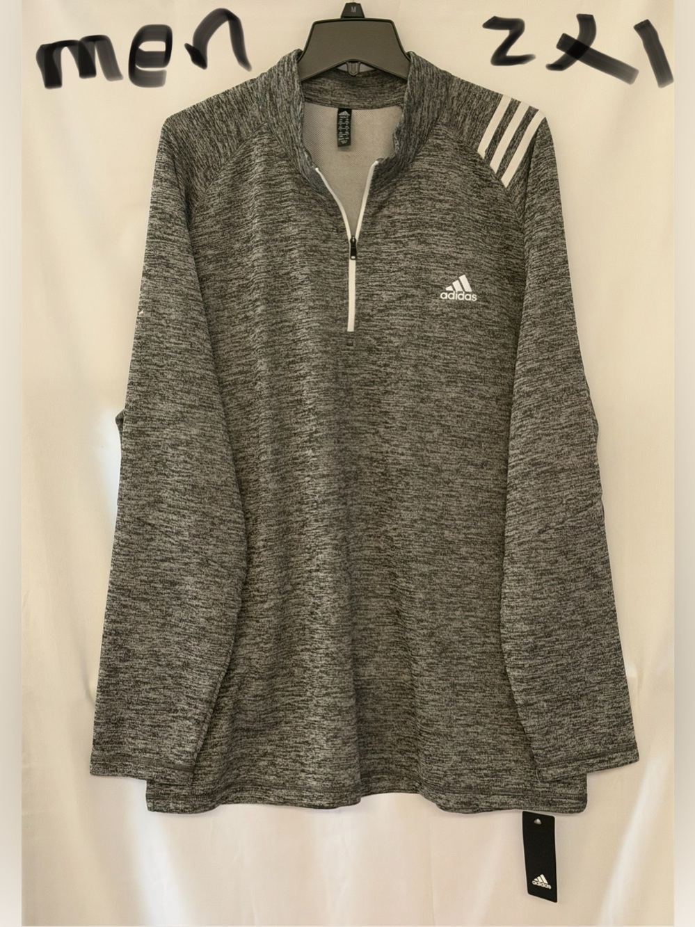 adidas Men’s Gray Heather Quarter-Zip Performance Pullover